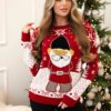 Christmas sweater with red Santa Claus