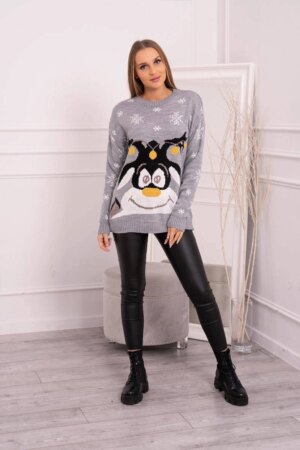 Christmas sweater with reindeer gray