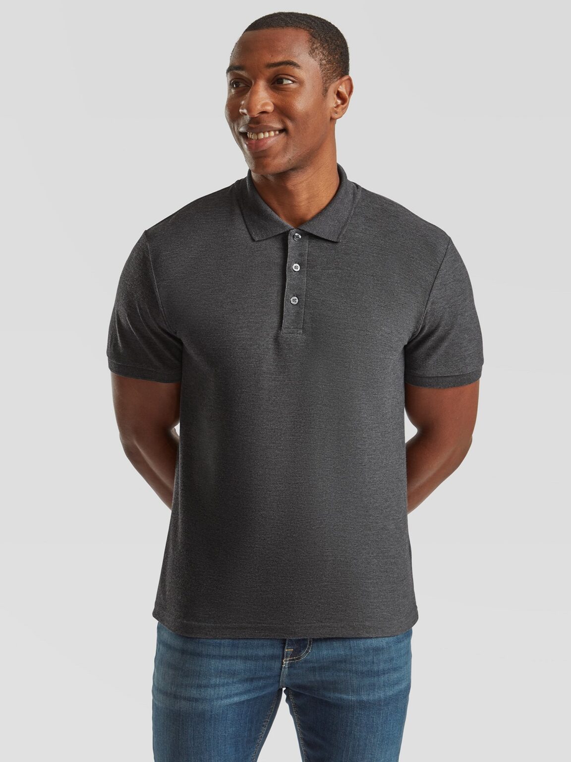 Ciemno szara koszulka męska polo Tailored Fit Friut of the Loom