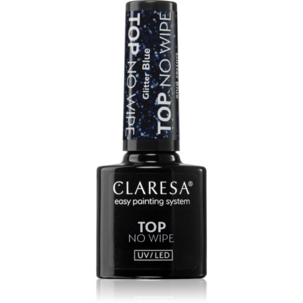 Claresa UV/LED Top Glitter No Wipe zselés fedő körömlakk csillogó árnyalat Glitter Blue 5 g-Ár