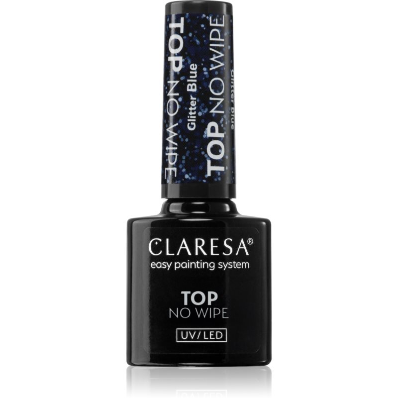 Claresa UV/LED Top Glitter No Wipe zselés fedő körömlakk csillogó árnyalat Glitter Blue 5 g-Ár