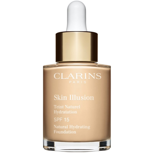 Clarins Skin Illusion Natural Hydrating Foundation világosító hidratáló make-up SPF 15 árnyalat 101W Linen 30 ml-Ár
