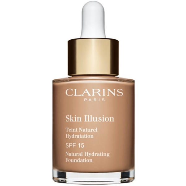 Clarins Skin Illusion Natural Hydrating Foundation világosító hidratáló make-up SPF 15 árnyalat 112C Amber 30 ml-Eredeti