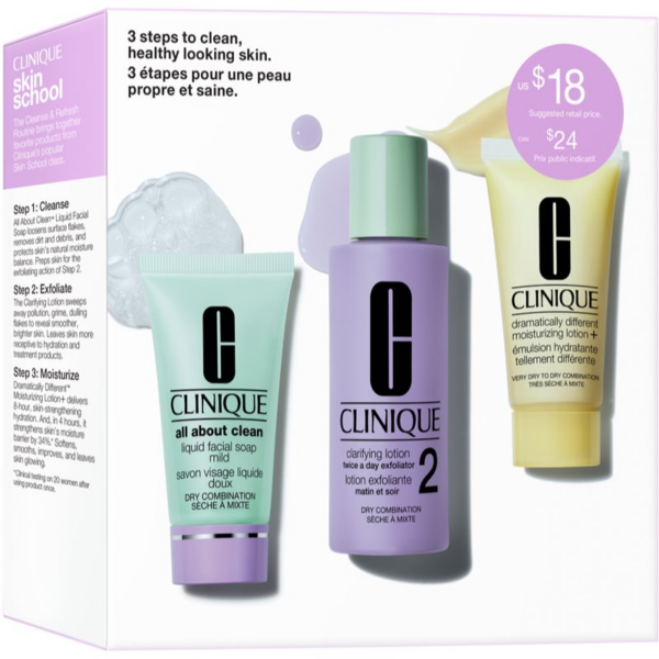Clinique 3-Step Skin Care Kit Skin Type 2 ajándékszett a bőr tökéletes tisztításához-Ár Clinique 3-Step Skin Care Kit Skin Type 2 ajándékszett a bőr tökéletes tisztításához-Ár
