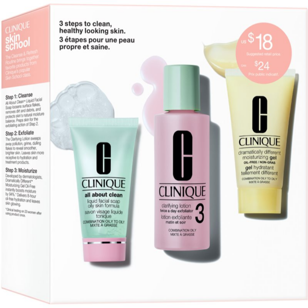 Clinique 3-Step Skin Care Kit Skin Type 3 ajándékszett kombinált és zsíros bőrre-Ár Clinique 3-Step Skin Care Kit Skin Type 3 ajándékszett kombinált és zsíros bőrre-Ár