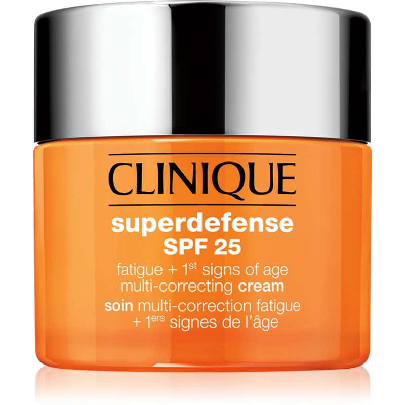Clinique Superdefense™ SPF 25 Fatigue + 1st Signs Of Age Multi-Correcting Cream krém az öregedés első jelei ellen száraz és kombinált bőrre SPF 25 50-Ár