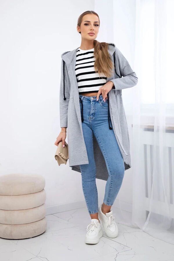 Coat with a longer back grey