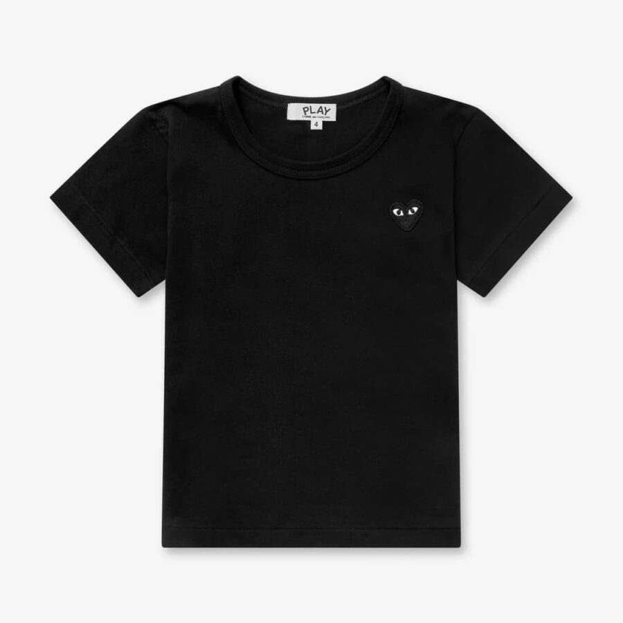 Comme des Garçons PLAY Kids Black Emblem Knit T-Shirt Black 2-alacsony-ár