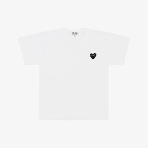Comme des Garçons PLAY Kids Black Emblem Knit T-Shirt White 6-alacsony-ár