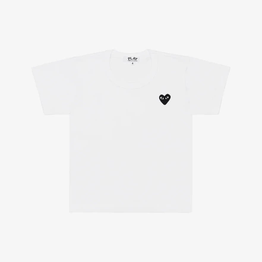 Comme des Garçons PLAY Kids Black Emblem Knit T-Shirt White 6-alacsony-ár