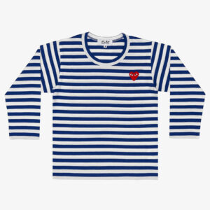 Comme des Garçons PLAY Kids Red Emblem Knit T-Shirt Blue 2-alacsony-ár