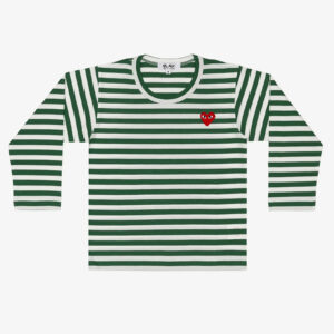 Comme des Garçons PLAY Kids Red Emblem Knit T-Shirt Green 2-alacsony-ár