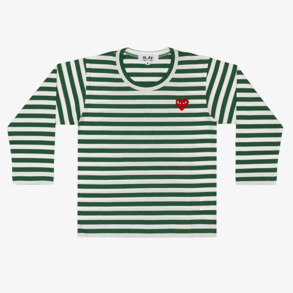 Comme des Garçons PLAY Kids Red Emblem Knit T-Shirt Green 2-alacsony-ár