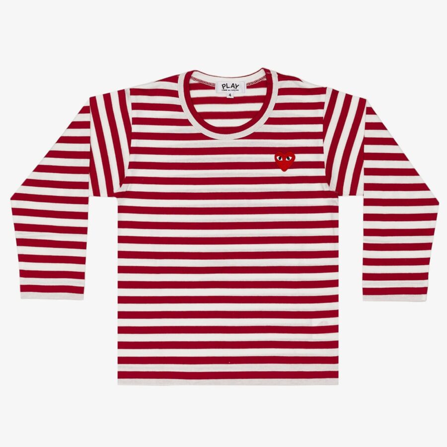 Comme des Garçons PLAY Kids Red Emblem Knit T-Shirt Red 6-alacsony-ár