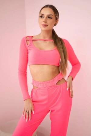 Complete with pink neon blouse top