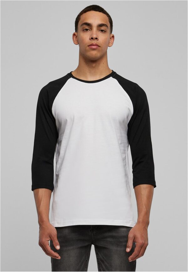 Contrasting raglan T-shirt with 3/4 sleeves wht/bl