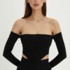 Cool & Sexy Women's Black Back Zippered Crop Blouse B518