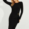 Cool & Sexy Women's Black Buckled Wraparound Maxi Dress