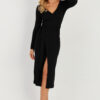 Cool & Sexy Women's Black Double Breasted Camisole Midi Dress