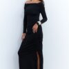 Cool & Sexy Women's Black Draped Maxi Dress SHR7