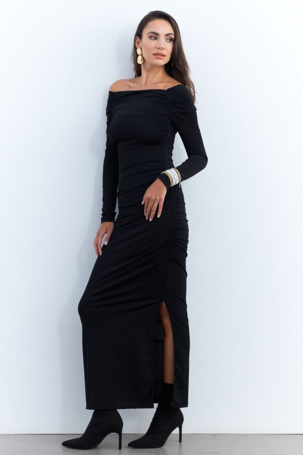 Cool & Sexy Women's Black Draped Maxi Dress SHR7