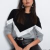 Cool & Sexy Women's Black-Grey Knitwear Sweater DA29