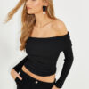 Cool & Sexy Women's Black Madonna Collar Camisole Blouse