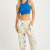 Cool & Sexy Women's Ecru Patterned Linen Shalwar Trousers K1253
