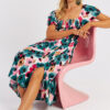 Cool & Sexy Women's Green Gimped Patterned Midi Dress