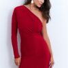 Cool & Sexy Women's Red Double Breasted Single Sleeve Mini New Year's Dress