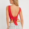 Cool & Sexy Women's Tie Back Crop Blouse Red