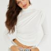 Cool & Sexy Women's White Draped Blouse