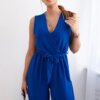 Cornflower blue jumpsuit with ties at the waist