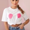 Cotton blouse with a floral print in white