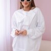 Cotton blouse with bow in white