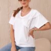 Cotton blouse with decorative bow white