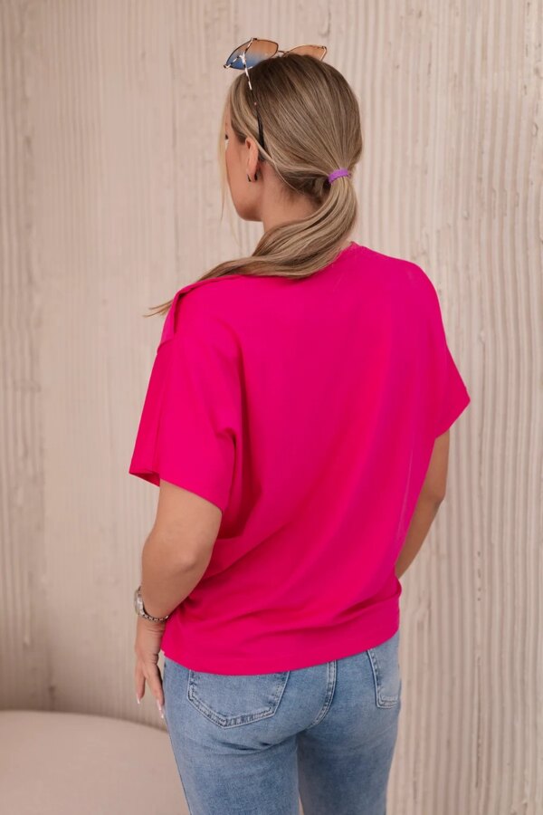 Cotton blouse with decorative fuchsia bow