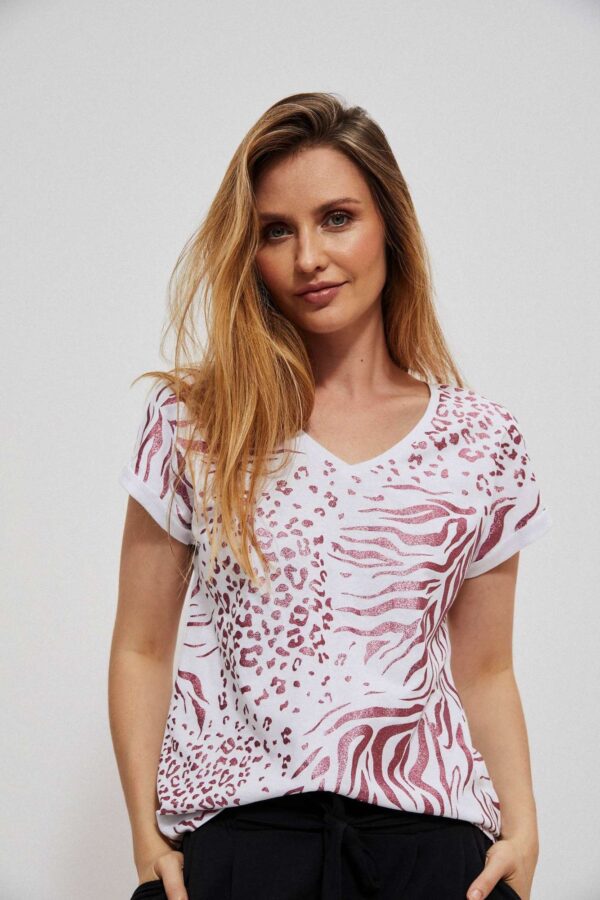Cotton blouse with glossy print