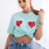 Cotton blouse with heart print light mint