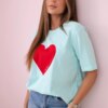 Cotton blouse with mint heart print
