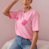 Cotton blouse with pink flower print