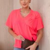 Cotton blouse with pink neon decorative bow