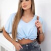 Cotton blouse with pocket blue
