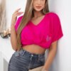 Cotton blouse with pocket fuchsia