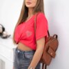 Cotton blouse with pocket raspberry