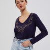 Cotton blouse with rhinestones