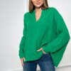 Cotton blouse with rolled up sleeves green