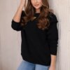Cotton blouse with ruffles on the shoulders black