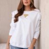 Cotton blouse with ruffles on the shoulders white