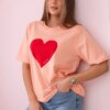 Cotton blouse with salmon heart print